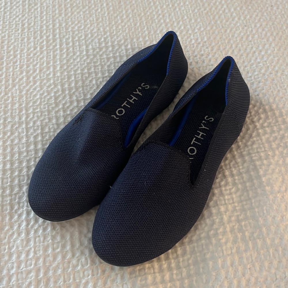Rothy’s dark blue loafers